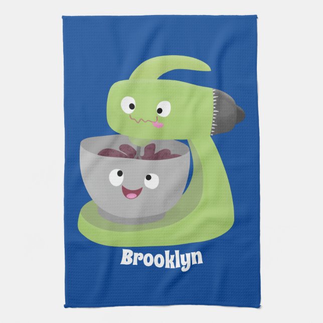 Niedlicher Kuchenmischer Cartoon Geschirrtuch (Vertikal)