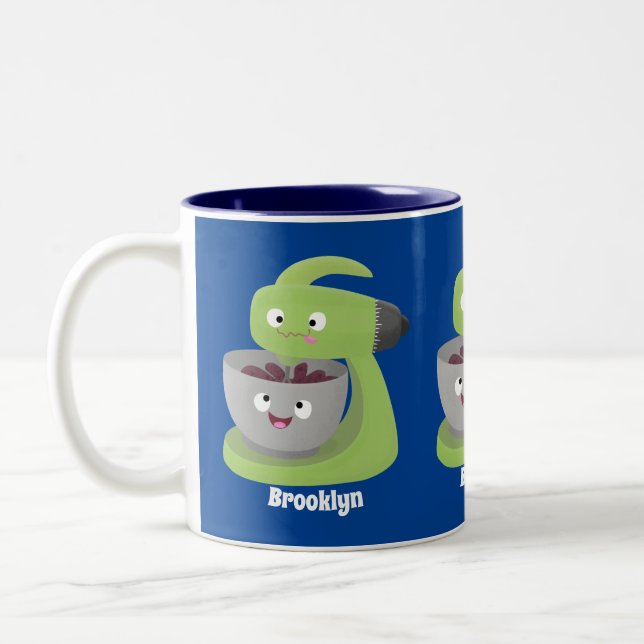 Niedlicher Kuchenmischer Cartoon Zweifarbige Tasse (Links)