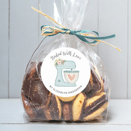 Niedlicher Kuchenmischer gebacken mit Liebe Classi Runder Aufkleber