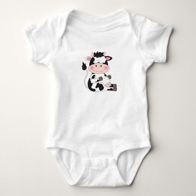 Niedlicher Kuh-Cartoon Baby Strampler (Vorderseite)