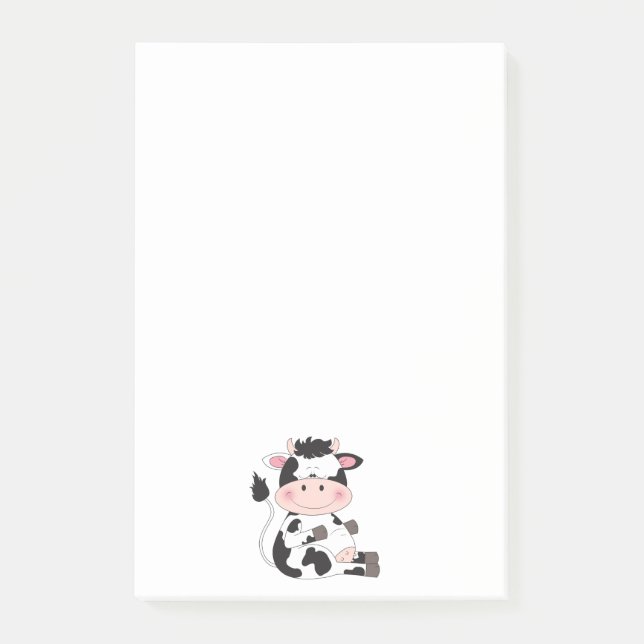 Niedlicher Kuh-Cartoon Post-it Klebezettel (Vorderseite)