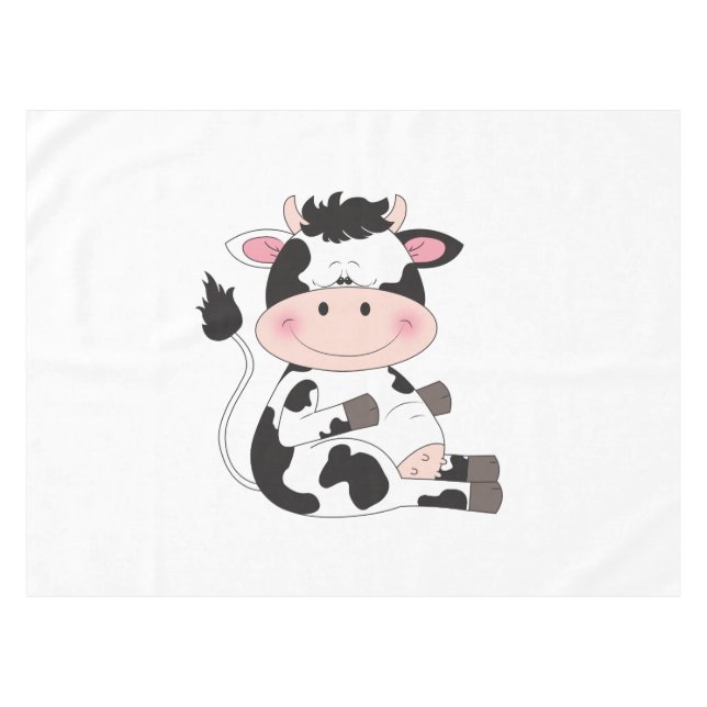 Niedlicher Kuh-Cartoon Tischdecke (Vorderseite (Horizontal))