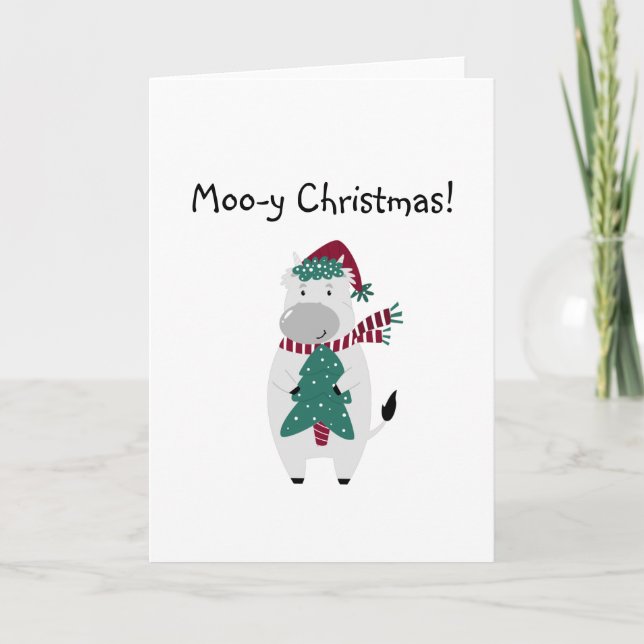 niedlicher Kuh lustiger Pun frohe Weihnachten glüc (Vorderseite)