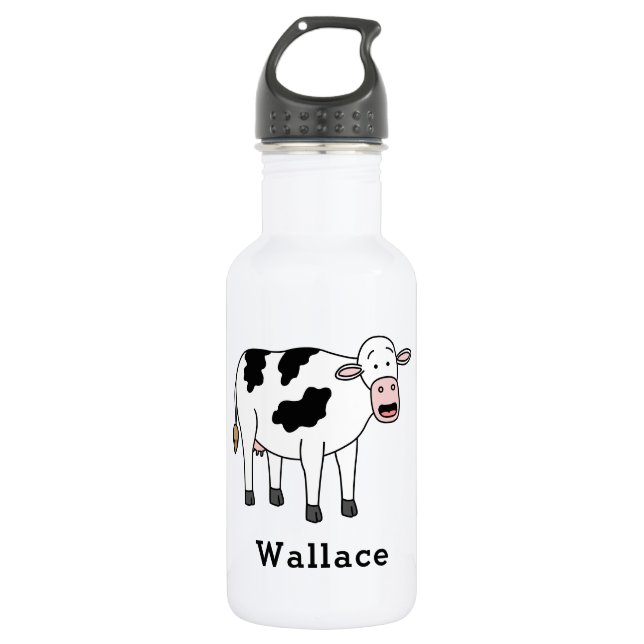 Niedlicher Kuh Personalisierter Individuelle Name  Edelstahlflasche (Vorderseite)