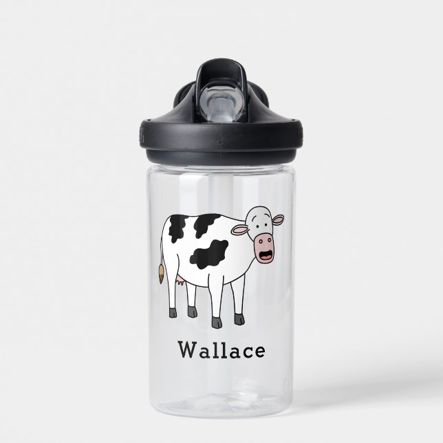 Niedlicher Kuh Personalisierter Individuelle Name  Trinkflasche (Vorne)