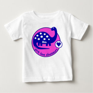 Niedlicher kundengerechter heller rosa Dinosaurier Baby T-shirt
