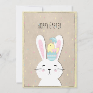 Niedlicher Kunsthandwerkstil Osterhase Feiertagskarte