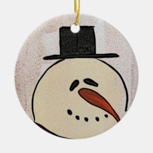 Niedlicher Kunstschneemann Keramik Ornament