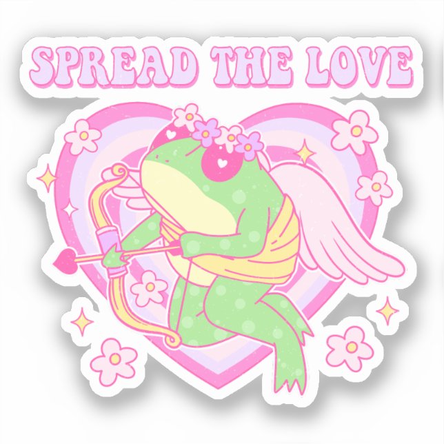 Niedlicher Kupider Frosch - Verbreitung der Liebe Aufkleber (Vorderseite)