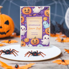 Niedlicher Kürbis Halloween Bash Orange Lila Einladung