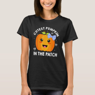 Niedlicher Kürbis im Patch Halloween-Erntedank T-Shirt