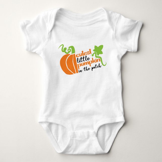 Niedlicher Kürbis im Patchherbst Baby Strampler (Vorderseite)