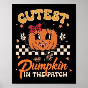 Niedlicher Kürbis in das Patchwitschern Halloween Poster