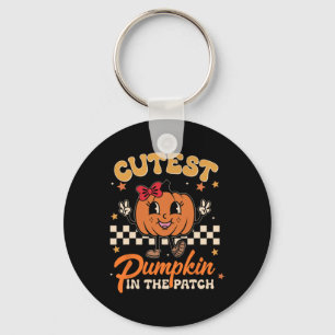 Niedlicher Kürbis in das Patchwitschern Halloween  Schlüsselanhänger