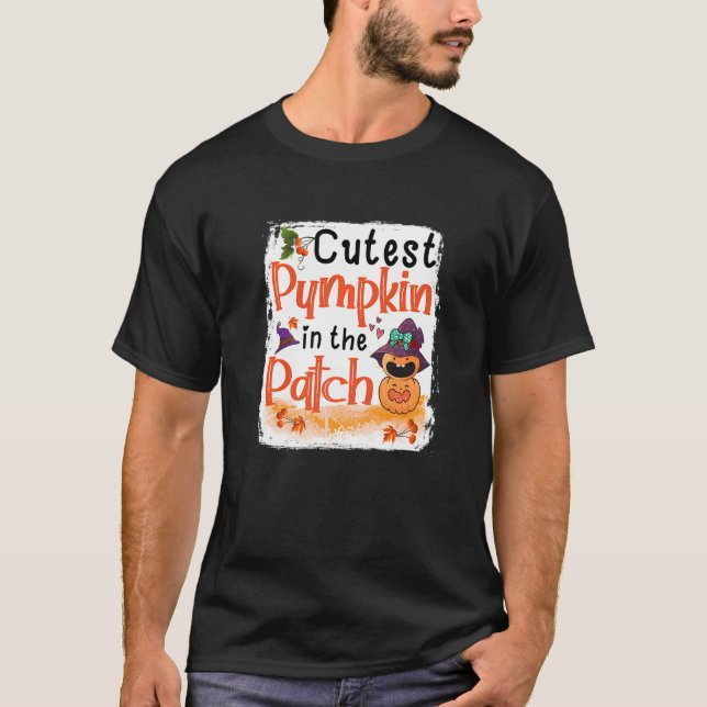 Niedlicher Kürbis in den Patch Funny Fall Premium T-Shirt (Vorderseite)
