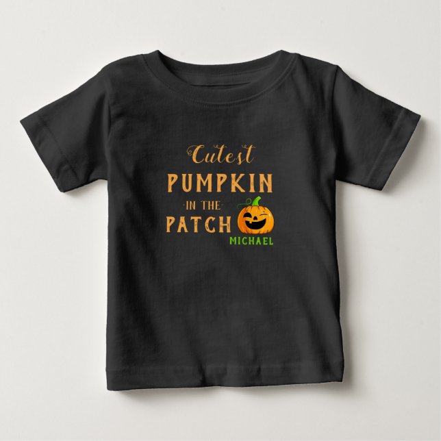 Niedlicher Kürbis in den Patch Personalisiert Unis Baby T-shirt (Vorderseite)
