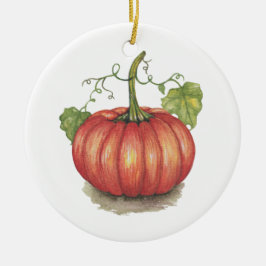Niedlicher Kürbis mit Weinbergen in Wasserfarbe Keramik Ornament