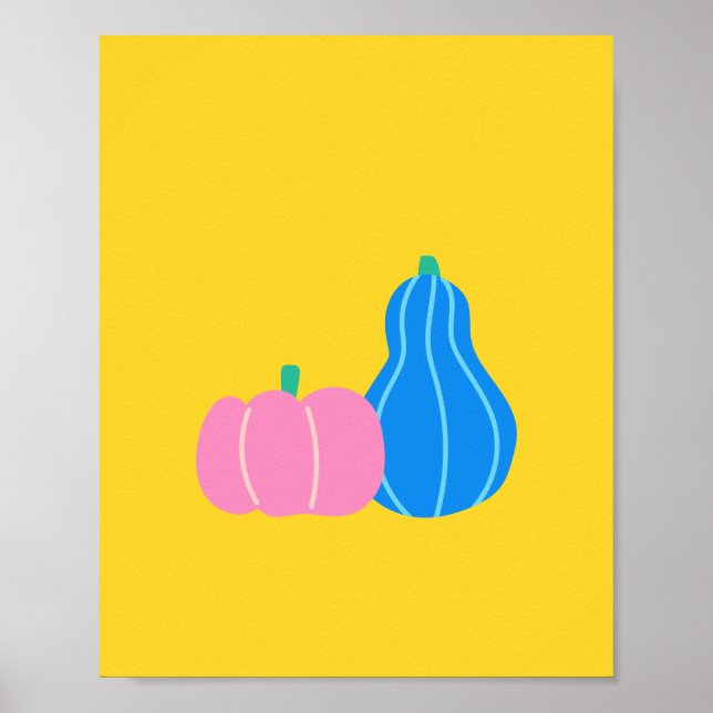 Niedlicher Kürbis und Gourmets Kunst in Gelb Poster (Vorne)