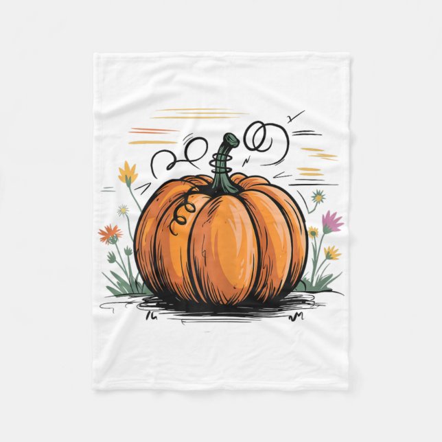 Niedlicher Kürbis zu Halloween und Erntedank Fleecedecke (Vorderseite)