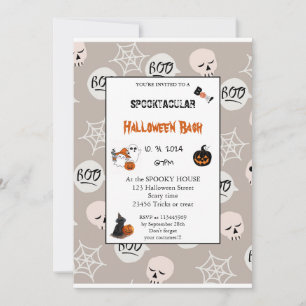 Niedlicher Kürbisboo Halloween-Bash-Rosa Einladung