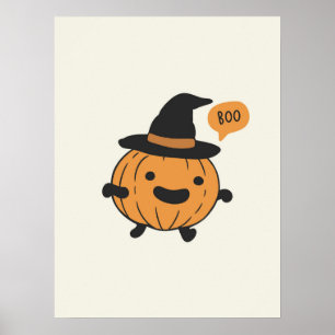 Niedlicher KürbisHalloween Retro Fall Art Print Poster