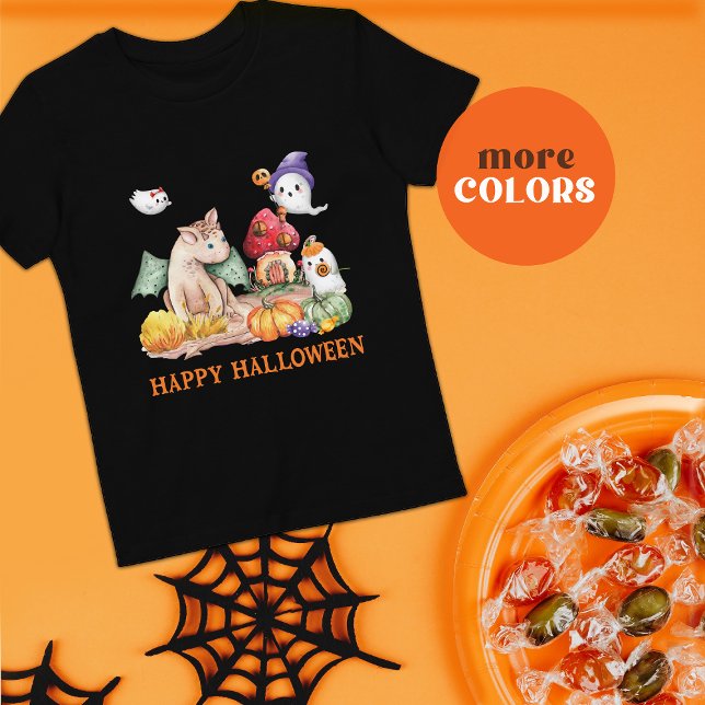 Niedlicher Kürbiskahn Halloween Fantasy Dinosaurie Kleinkind T-shirt (Von Creator hochgeladen)