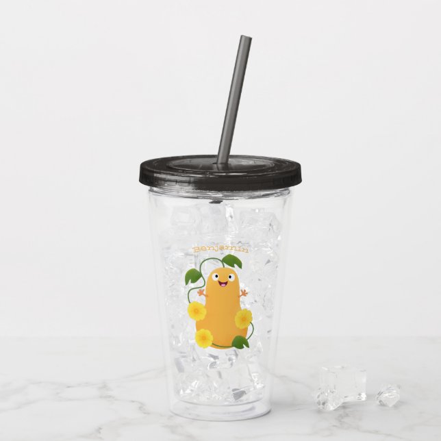 Niedlicher Kürbiskürbis Cartoon Acryltrinkbecher (Rückseite Ice)
