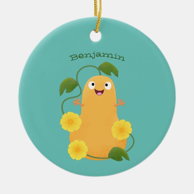 Niedlicher Kürbiskürbis Cartoon Keramik Ornament (Vorne)