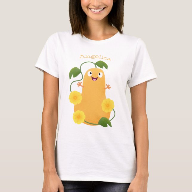 Niedlicher Kürbiskürbis Cartoon T-Shirt (Vorderseite)