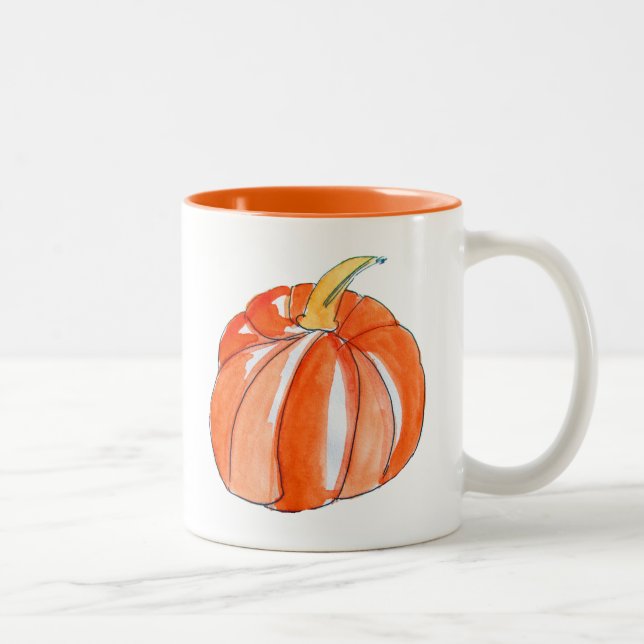 Niedlicher Kürbispflanzenherbst Zweifarbige Tasse (Rechts)