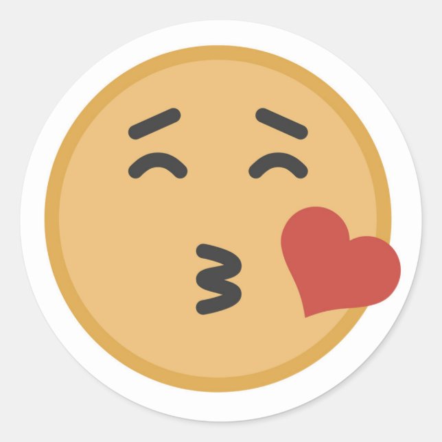 Niedlicher Kuss Emoji stellen Cartoon gegenüber Runder Aufkleber (Vorderseite)