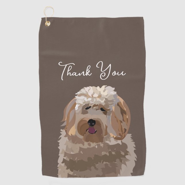 Niedlicher Labradoodle Hund Personalisiert Golfhandtuch (Vorderseite)