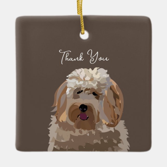 Niedlicher Labradoodle Hund Personalisiert Keramikornament (Vorderseite)