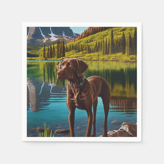 Niedlicher Labrador Hunde Schokolade Labrador Retr Serviette (Vorderseite)