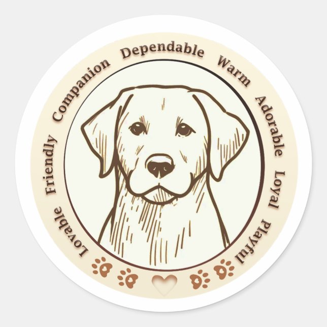 Niedlicher Labrador Retriever Digitalaufkleber Runder Aufkleber (Vorderseite)