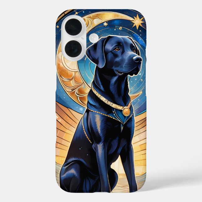 Niedlicher Labrador Retriever gestanzter Glass Moo iPhone 16 Hülle (Rückseite)