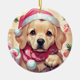 Niedlicher Labrador Retriever mit pastellfarbenem Keramik Ornament
