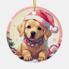 Niedlicher Labrador Retriever mit pastellfarbenem Keramik Ornament