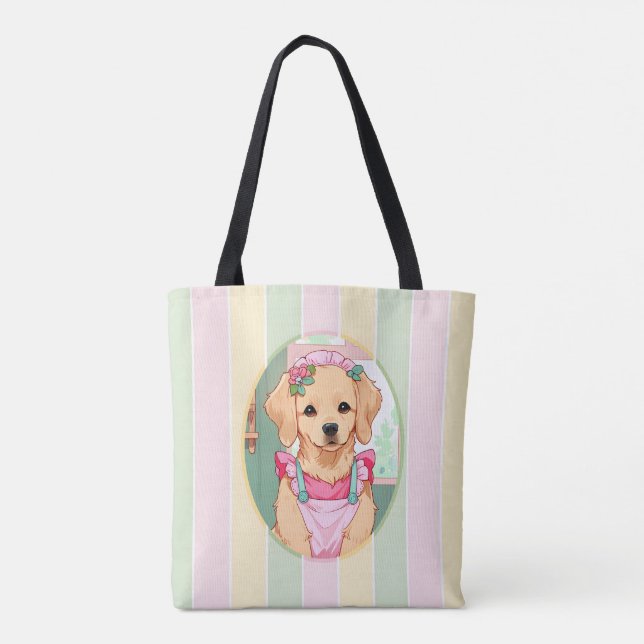 Niedlicher Labrador Retriever Pastell Lines Cotatt Tasche (Rückseite)