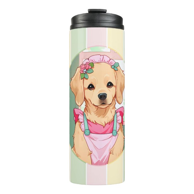 Niedlicher Labrador Retriever Pastell Lines Cotatt Thermosbecher (Vorderseite)