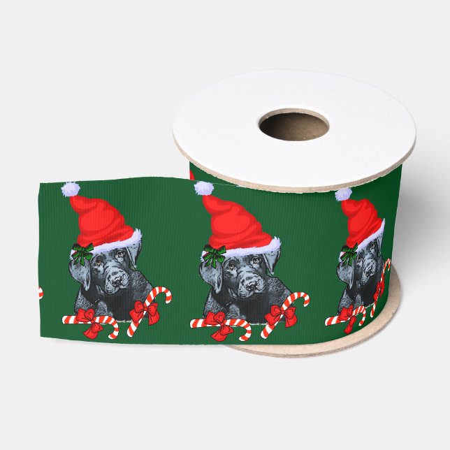 Niedlicher Labrador Retriever Welpenweihnachtsfest Ripsband (Spule)