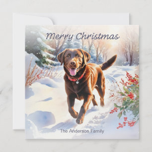Niedlicher Labrador Schokolade Labrador Hund Frohe Feiertagskarte