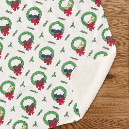 Niedlicher Labrador Welpe Holiday Wreaths Muster Sherpadecke