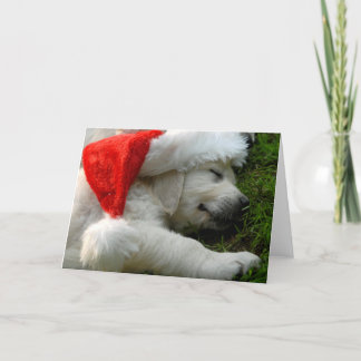 Niedlicher Labrador-Welpe mit Weihnachtshut Feiertagskarte