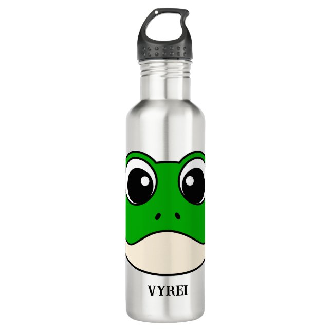 Niedlicher Lächelfrosch Edelstahlflasche (Vorderseite)
