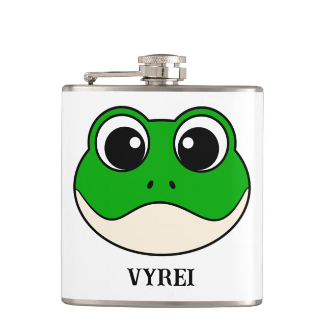 Niedlicher Lächelfrosch Flachmann (Vorderseite)