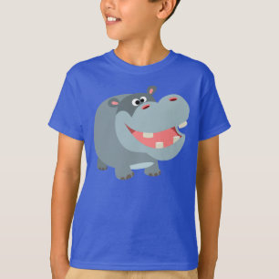 Niedlicher lächelnder Cartoon-Flusspferd-KinderT  T-Shirt