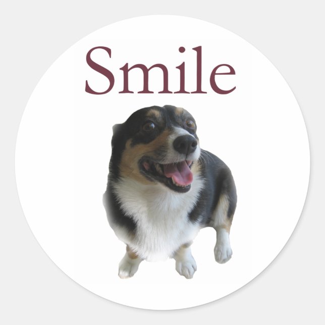 Niedlicher lächelnder Hund | Smile Be Happy Runder Aufkleber (Vorderseite)