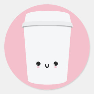 Niedlicher lächelnder Kaffee-Aufkleber Runder Aufkleber