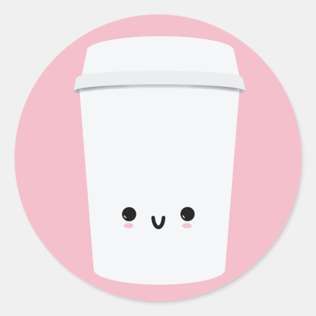 Niedlicher Lächelnder Kaffeeaufkleber Runder Aufkleber (Vorderseite)